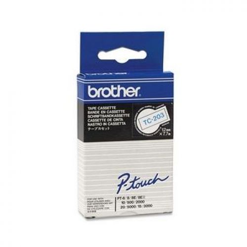 BROTHER Fita laminada branco/azul 12mm , Brother , BROTC203 , 4977766050548